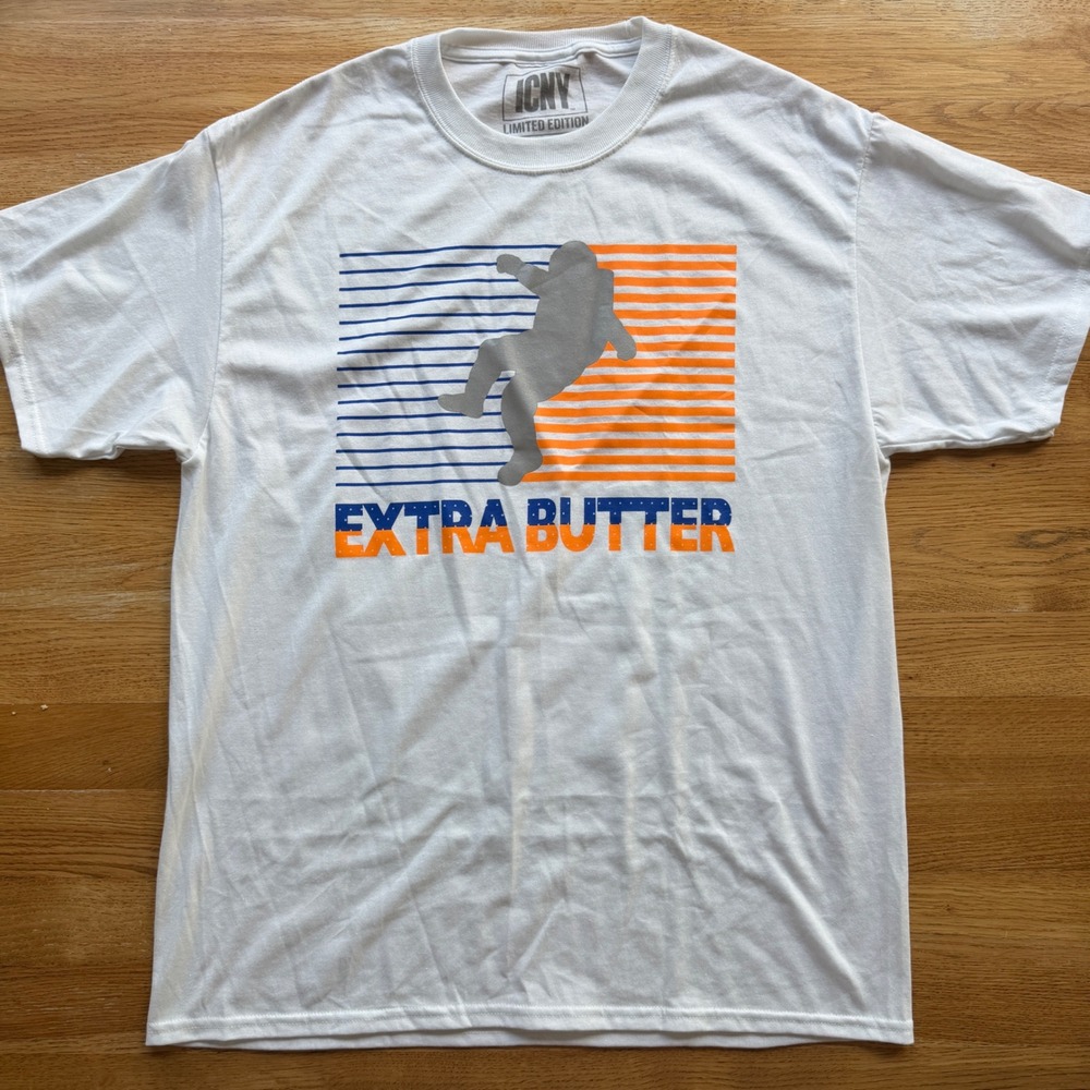 ICNY Extra Butter Limited Edition Reflective Graphic T-Shirt White Mens Large